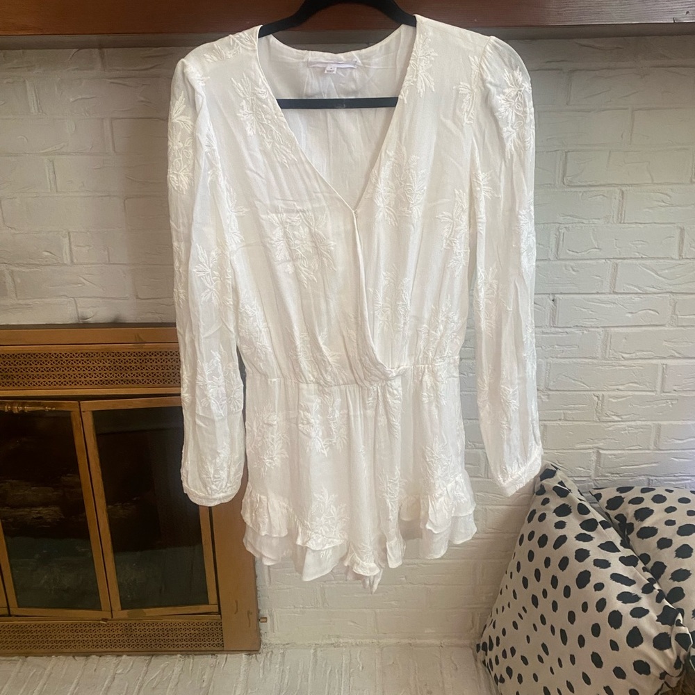 Ivory floral detail long sleeve romper